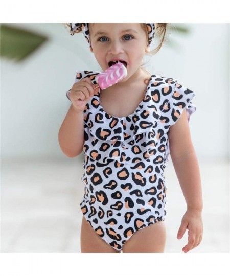 One-Pieces Women's One Piece Bikini Parent-Child Family Matching Swimsuit Leopard Ruffle Beachwear - Leopard - C618SOZUC0I