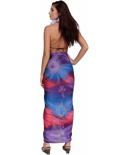 Cover-Ups Womens Tie Dye Swimsuit Cover-Up Sarong in Your Choice of Color - Chakra 30 - CX11L48T36B