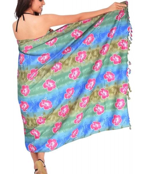 Cover-Ups Women's Plus Size Swimwear Pareo Sarong Bikini Coverups Tie Full Long L - Summer Blue_d540 - CQ11HUQKQVR