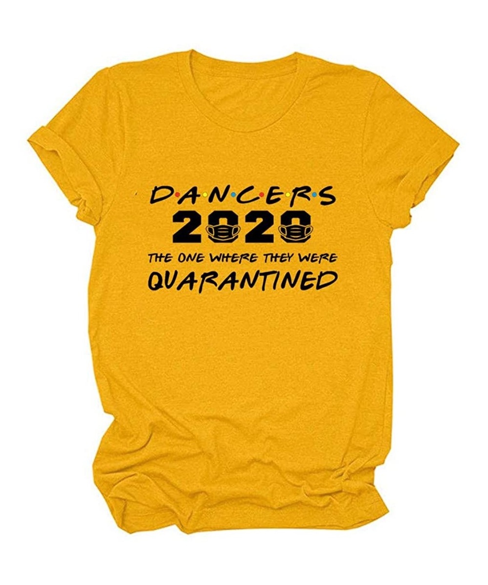 Tankinis I Will be There for You Shirt Summer Quarantined Letter Print Short Sleeve Loose Tops Graphic Tees - Yellow1 - CC198...