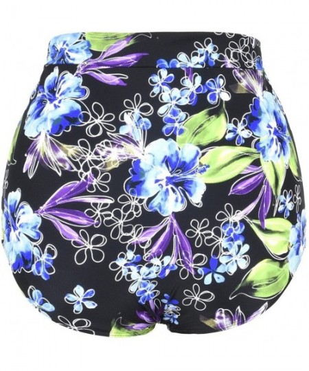 Tankinis Women's High Waist Swim Shorts Lightweight Quick Dry Swimwear Bottom - Blue Flower - CW1800M9G28