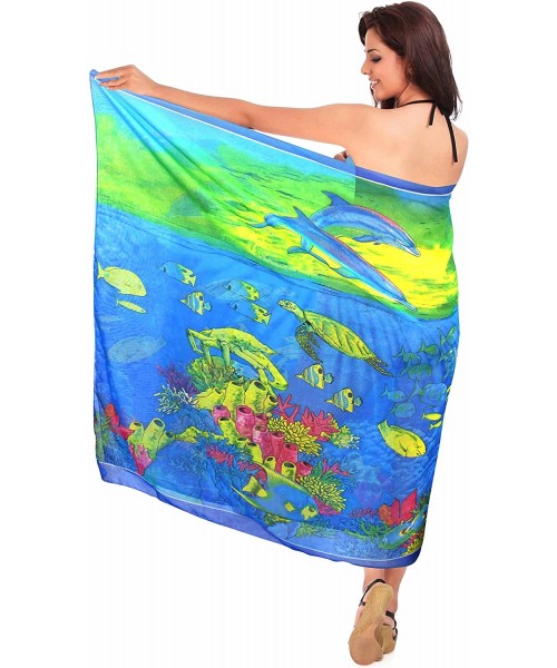 Cover-Ups Women's Swimsuit Cover Up Sarong Bikini Pareo Beach Wrap Full Long C - Blue_s837 - CW11LYASKGH