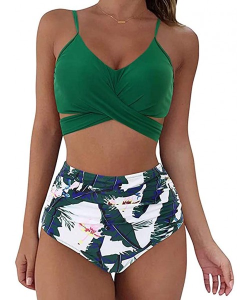 Cover-Ups Womens Wrap Bikini Set Sexy Criss Cross High Waisted Cut Out 2 Piece Swimsuits for Women Push Up Bathing Suits - Y-...