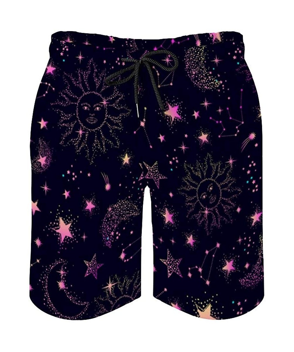 Board Shorts Teal Floral Print Men with Pocket Swim Trunks Beach Shorts Board Pants - Style9 - CC19E8LTCDN