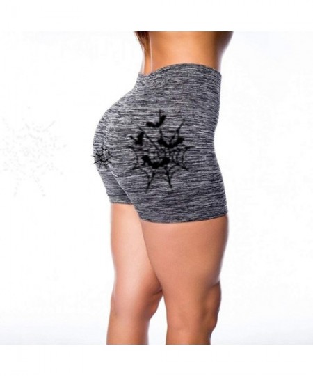 Sets Spider Web Print Gothic Black High Waist Skinny Women's Short Pant Slim - Gray - C9198R0LGW0