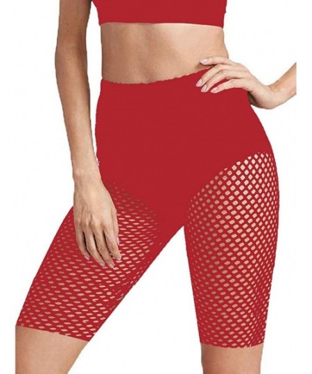 Cover-Ups Women's Perspective Sheer Mesh Ruffle Pants Swimsuit Bikini Bottom Cover up Pants - X-red - CH1982WYG22