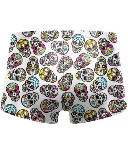 Briefs Colorful Mexican Sugar Skull Pattern Men's Swimwear Fashion Swim Boxer Briefs Quick Dry Swimming Shorts - Colorful Mex...