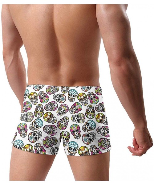 Briefs Colorful Mexican Sugar Skull Pattern Men's Swimwear Fashion Swim Boxer Briefs Quick Dry Swimming Shorts - Colorful Mex...