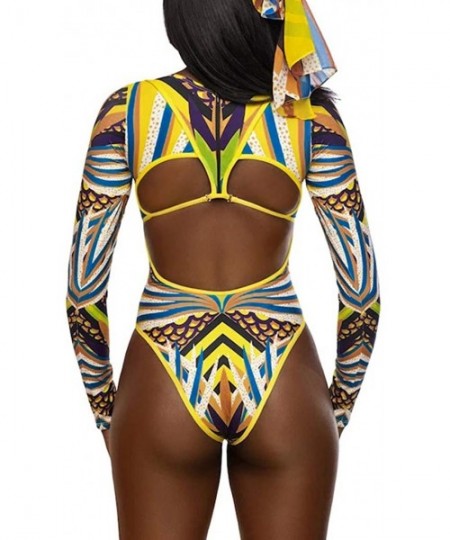 Sets Women African Print Bikini Set Swimwear Push-Up Padded Dashiki Swimsuit Beachwear - Gold 1 - CB195U5XUDC