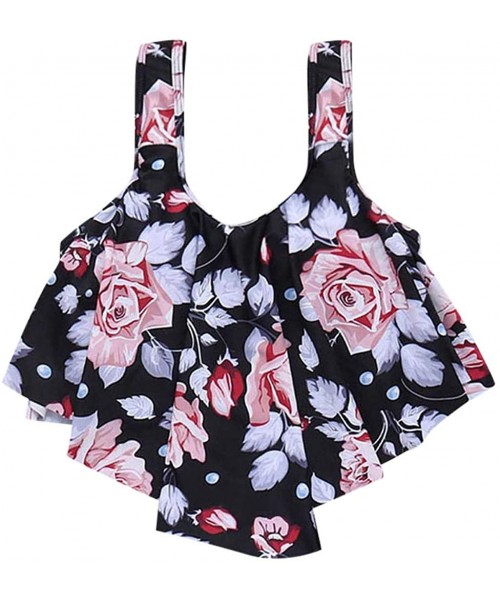 Sets Women Swimsuit Two Pieces Bathing Suits Top Ruffled Plus Size High Waisted Bottom Bikini Set - Pink(tops) - CT193X03LD5