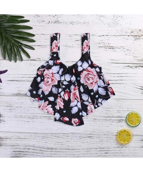 Sets Women Swimsuit Two Pieces Bathing Suits Top Ruffled Plus Size High Waisted Bottom Bikini Set - Pink(tops) - CT193X03LD5