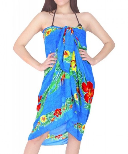 Cover-Ups Women's Plus Size Boho Sarong Swimwear Cover Ups Beach Wrap Full Long E - Blue_l674 - CK11IMGBT8D