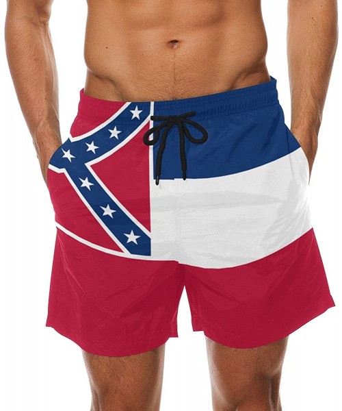 Trunks Mississippi State Flag Men's Swim Trunks Beach Shorts with Pockets - CZ18DA0C7RA