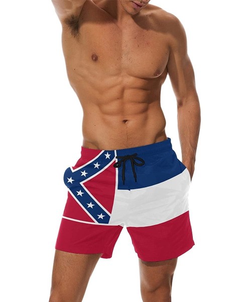 Trunks Mississippi State Flag Men's Swim Trunks Beach Shorts with Pockets - CZ18DA0C7RA