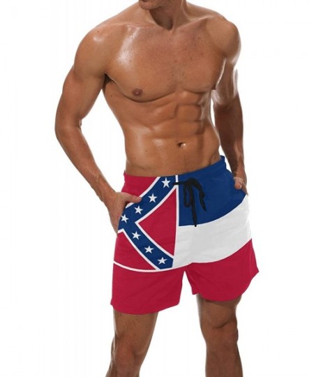 Trunks Mississippi State Flag Men's Swim Trunks Beach Shorts with Pockets - CZ18DA0C7RA