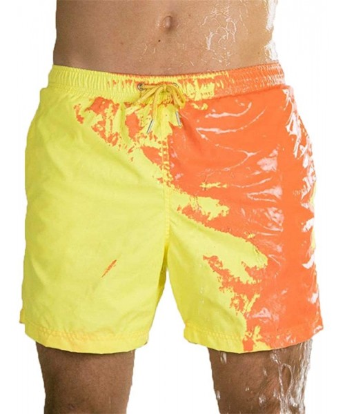 Trunks Mens Color Changing Swim Trunks Heat Reactive and Quick Dry Technology Discoloration Swimming Pants - Yellow to Orange...