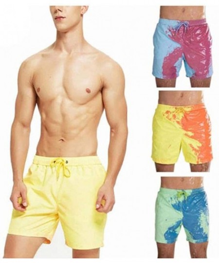 Trunks Mens Color Changing Swim Trunks Heat Reactive and Quick Dry Technology Discoloration Swimming Pants - Yellow to Orange...