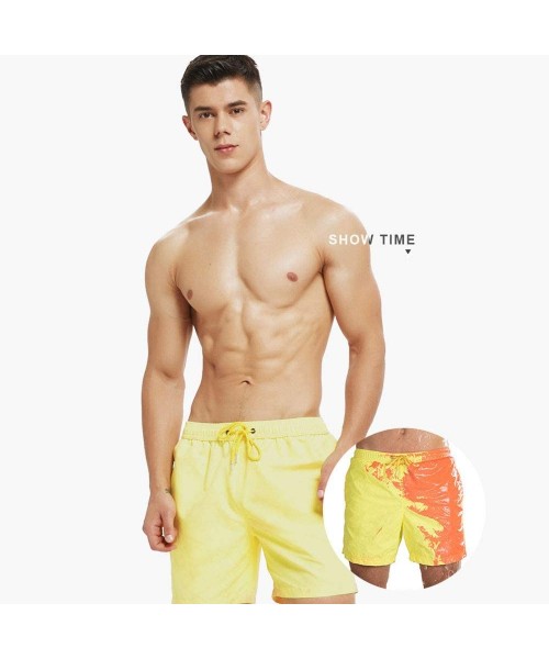 Trunks Mens Color Changing Swim Trunks Heat Reactive and Quick Dry Technology Discoloration Swimming Pants - Yellow to Orange...