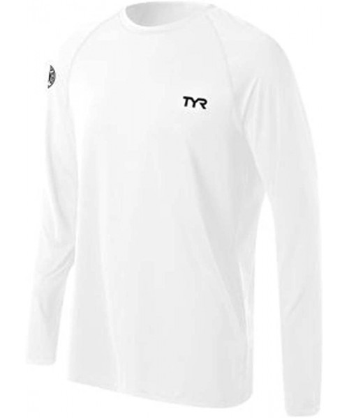 Rash Guards Sport INC Men's L/S Swim Shirt - White - C411DYTAFL9