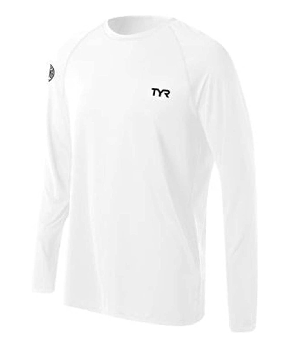 Rash Guards Sport INC Men's L/S Swim Shirt - White - C411DYTAFL9