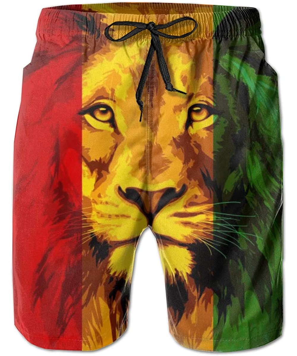 Board Shorts Extreme Comfort Cargo Short Big & Tall Board Shorts for Men Boy- Loose Beachwear - Reggae Rasta Flag Lion King -...