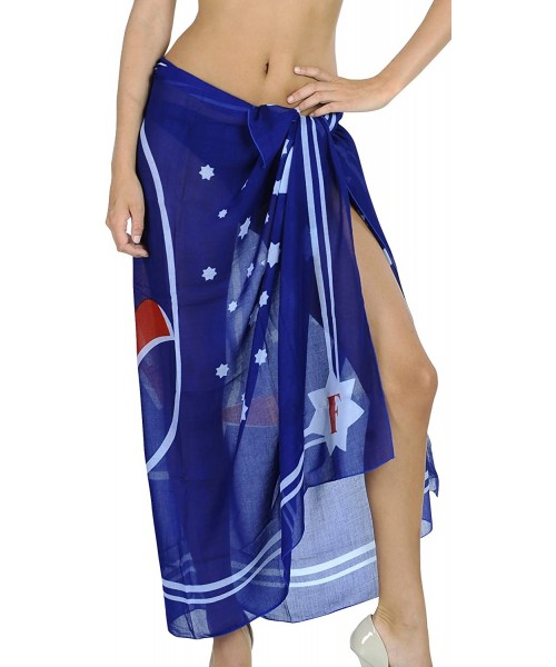 Cover-Ups Women's Sarong Swimwear Bikini Cover-Ups Summer Beach Wrap Full Long C - Blue_e592 - CS11APUPNZD