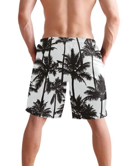 Board Shorts Men's Swim Trunks Musical Guitar Pattern Quick Dry Board Shorts with Drawstring and Pockets - Black Palm - CV18S...