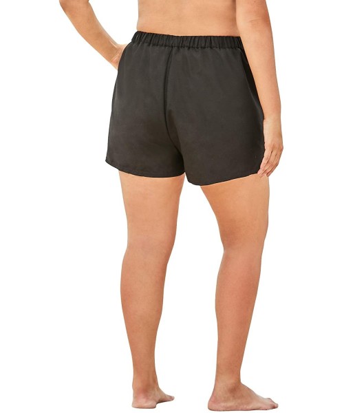 One-Pieces Women's Plus Size Cargo Swim Shorts with Side Slits Swimsuit Bottoms - Black (1729) - CC196XELIWM