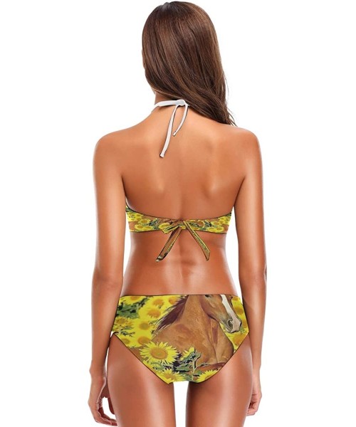 Sets Swimming Pigs Sunshine Bikini Swimwear Swimsuit Beach Suit Bathing Suits for Teens Girls Women - Yellow Horse - CC18R4O7UNN