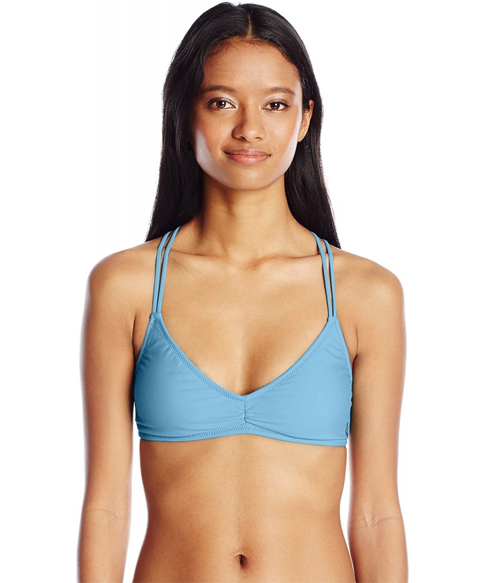 Tops Women's Simply Solid V Neck Bikini Top - Sandy Indigo - CZ184YAK6XQ