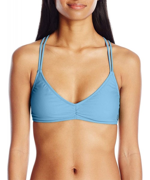 Tops Women's Simply Solid V Neck Bikini Top - Sandy Indigo - CZ184YAK6XQ