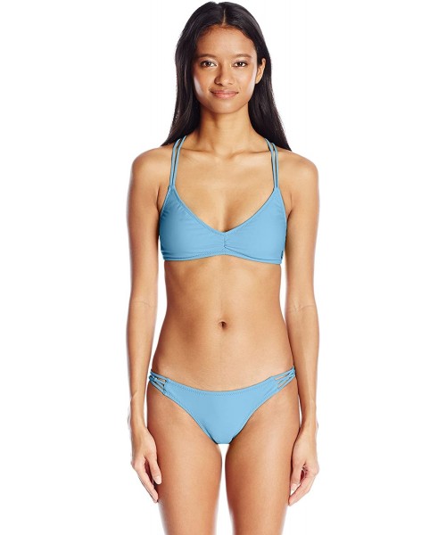 Tops Women's Simply Solid V Neck Bikini Top - Sandy Indigo - CZ184YAK6XQ