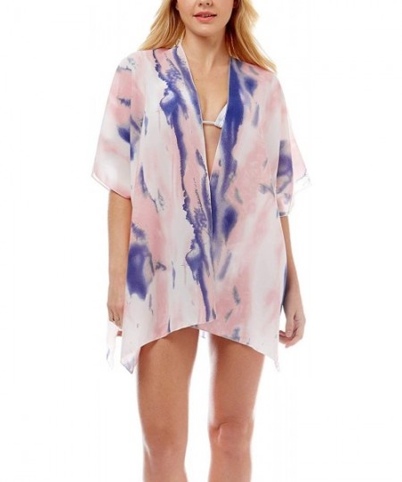 Cover-Ups Women's Tie Dye Summer Bathing Suit Cover Up Water Color Bikini Kimono Cardigan Beachwear Dress. Water Color Pink -...