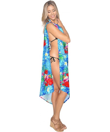 Cover-Ups Women's Bathing Suit Bikini Swimwear Beach Cover Up Dress Full Long - Blue_a140 - C718NDAY0SD