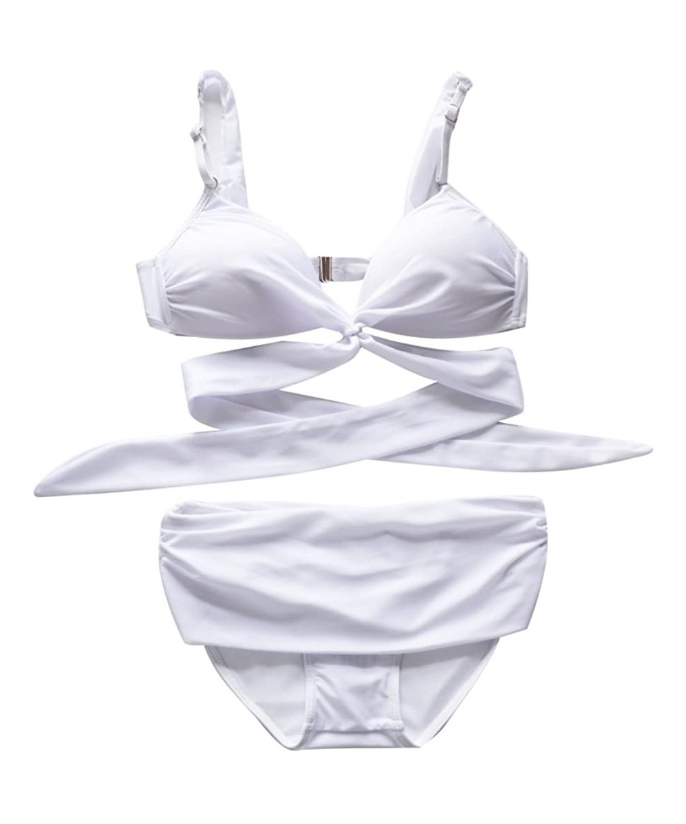 Sets Women's Black Sexy Halter Bikini Two Pieces Swimsuits - White - C9182XSEUCI