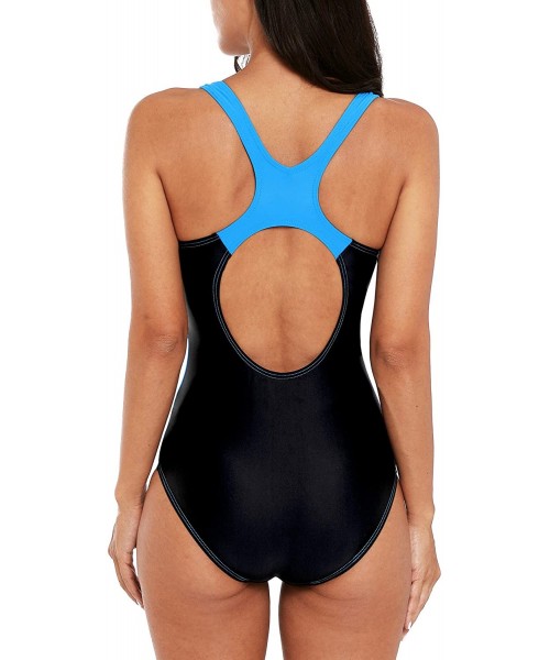 Racing Women's Athletic One Piece Swimsuit Racing Racerback Swimwear - Blue3 - CJ18K42CD56