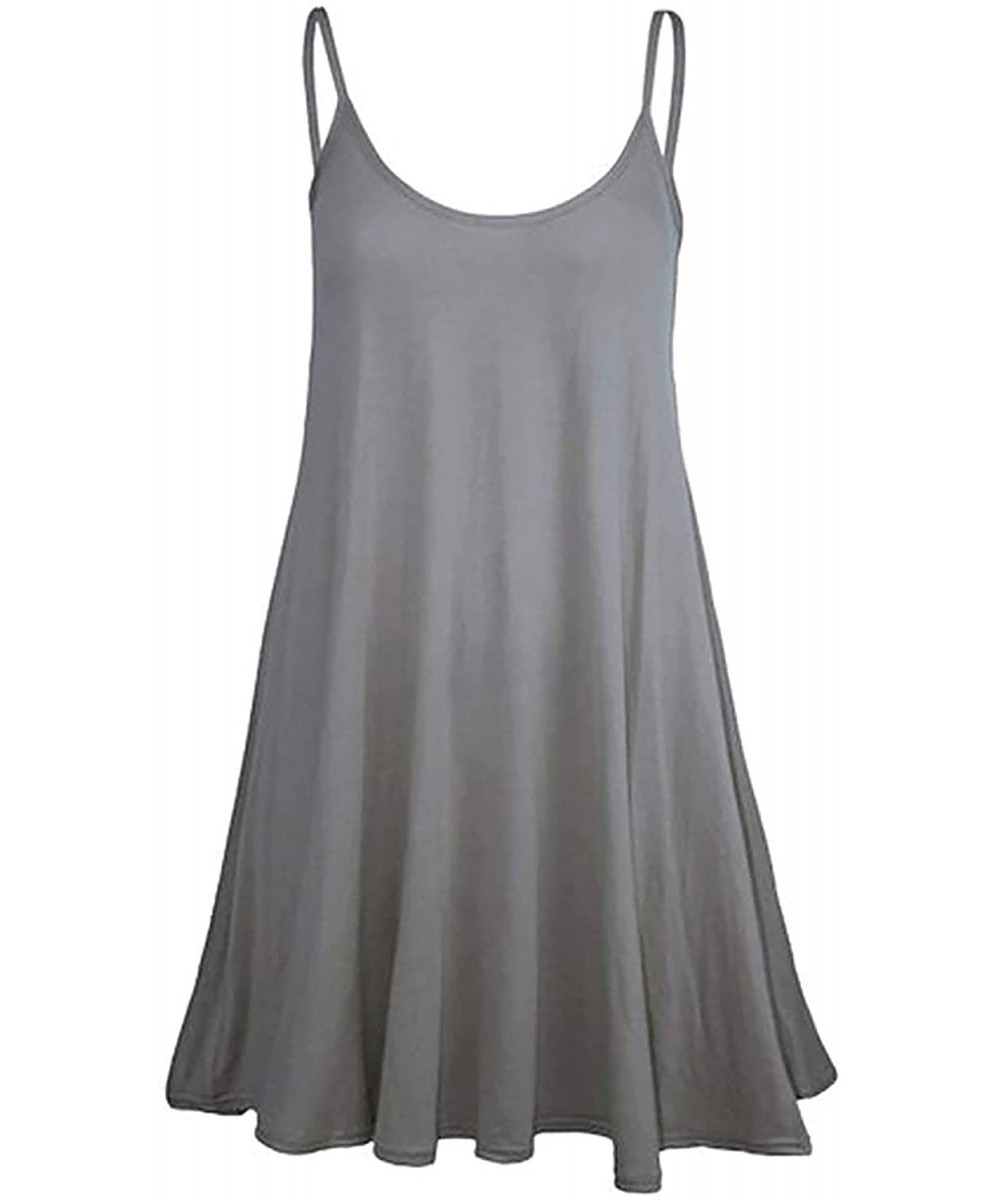 Cover-Ups Women's Casual Spaghetti Strap Loose Swing Slip Dress Casual Cami Tank Dresses - Charcoal - CG19CR9DW6M