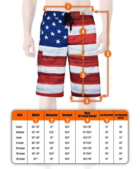 Board Shorts Men's American Flag Board Shorts Swimming Bathing Suit Waterproof Beach Shorts with Cargo Pockets - Classic Red ...