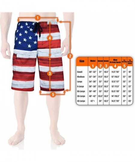 Board Shorts Men's American Flag Board Shorts Swimming Bathing Suit Waterproof Beach Shorts with Cargo Pockets - Classic Red ...