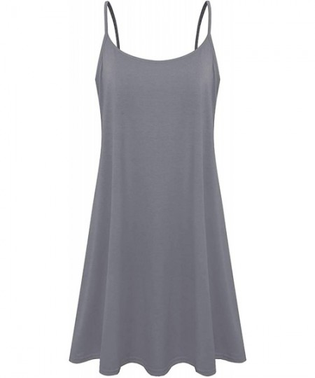 Cover-Ups Women's Casual Spaghetti Strap Loose Swing Slip Dress Casual Cami Tank Dresses - Charcoal - CG19CR9DW6M