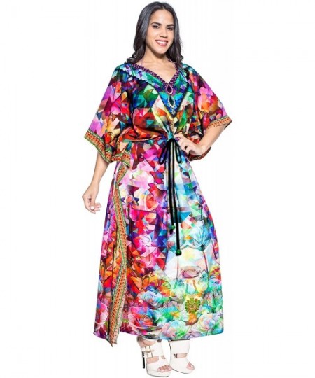 Cover-Ups Women's One Size Kaftan Lounger Casual Beach Swim Cover Ups Drawstring - Multicolor_v569 - CT12DM2QJ9Z