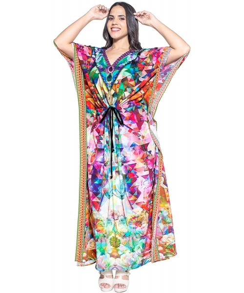 Cover-Ups Women's One Size Kaftan Lounger Casual Beach Swim Cover Ups Drawstring - Multicolor_v569 - CT12DM2QJ9Z