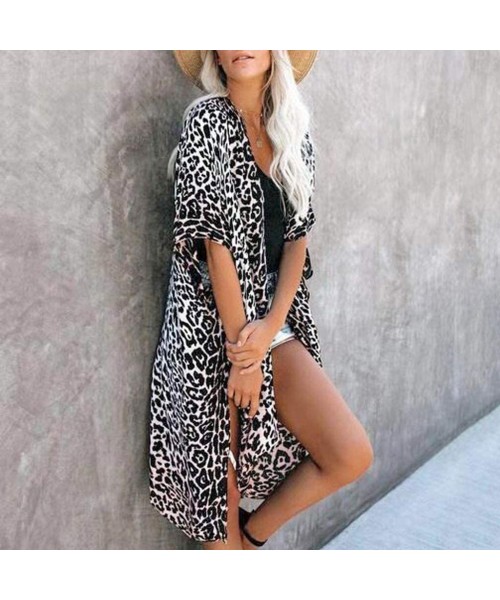 Cover-Ups Women's Sheer Kimono Cardigan Bohemian Beach Cover Ups Swimsuit Tops Outwear - Z05-black - C718WO9YLIW