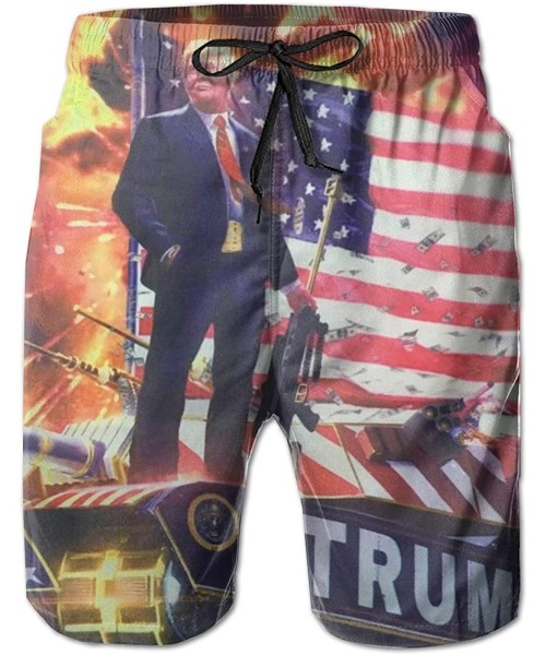 Board Shorts Men's Casual Surf Hawaiian Swim Trunks Lightweight Beach Board Shorts Swimsuits - Trump on the Tank President Wi...