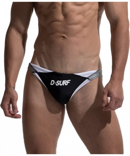 Briefs Men's Sunbath Swimwear Briefs - Black Joint White - CB18G7327MT