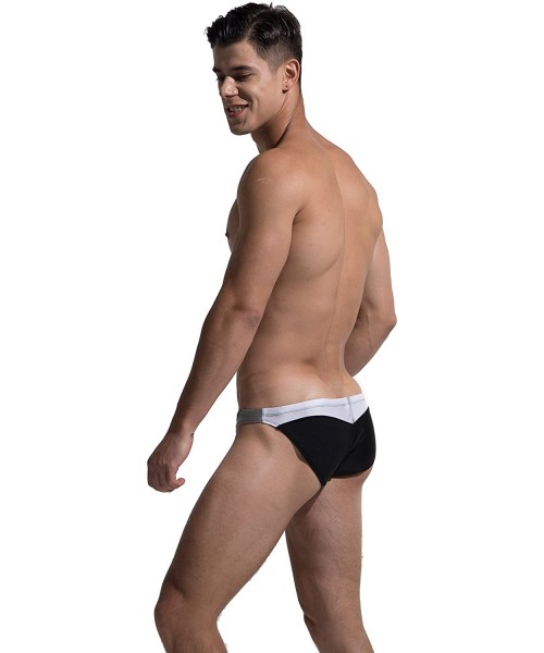 Briefs Men's Sunbath Swimwear Briefs - Black Joint White - CB18G7327MT