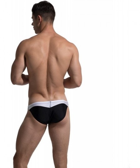 Briefs Men's Sunbath Swimwear Briefs - Black Joint White - CB18G7327MT