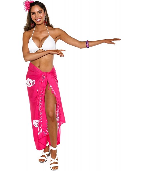 Cover-Ups Womens Skull Swimsuit Cover-Up Sarong in Your Choice of Color - Pink - CG112BUWT03