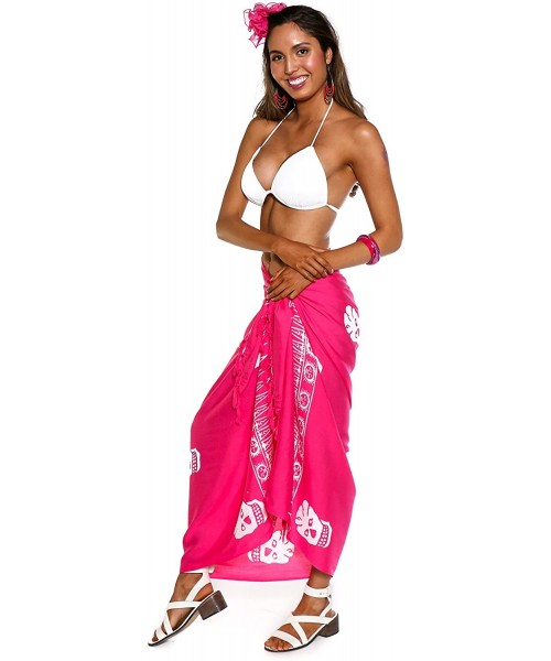 Cover-Ups Womens Skull Swimsuit Cover-Up Sarong in Your Choice of Color - Pink - CG112BUWT03