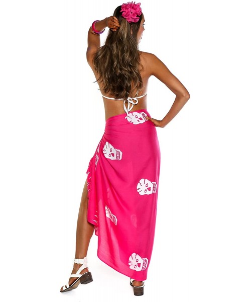 Cover-Ups Womens Skull Swimsuit Cover-Up Sarong in Your Choice of Color - Pink - CG112BUWT03